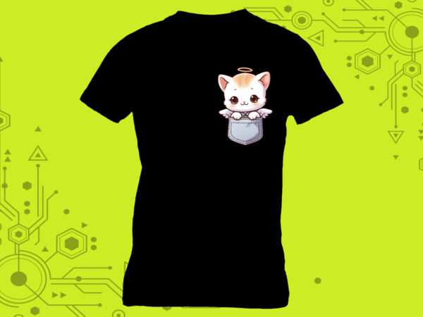 Pocket-sized kitty elegance in clipart, meticulously crafted for print on demand websites t shirt illustration Pocket-sized kitty elegance in clipart, meticulously crafted for print on demand websites t shirt illustration