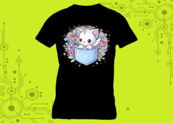 Pocket-Sized Kitty Magic curated specifically for Print on Demand websites t shirt illustration