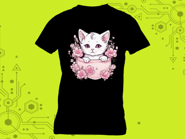 Mini cat portraits in clipart meticulously crafted for print on demand websites t shirt designs for sale