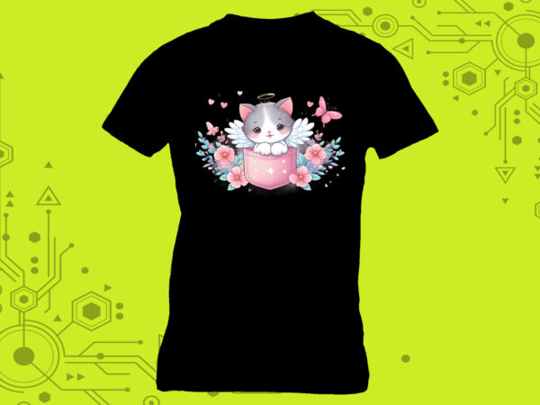 Pocket kitty clipart meticulously crafted for print on demand websites t shirt illustration