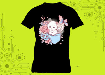 Pocket-Sized Kitty Elegance in Clipart, meticulously crafted for Print on Demand websites t shirt illustration