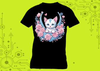 Pocket Cat Art in Clipart Form tailor-made for Print on Demand platforms t shirt illustration