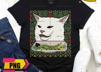 Cat Meme Dinner Ugly Sweater Christmas Funny Design PNG Shirt
