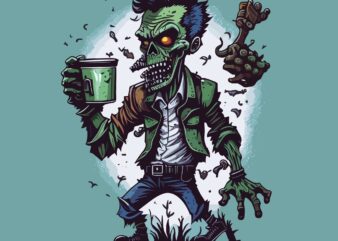 Coffe Zombie Addict t shirt vector file