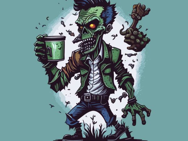 Coffe zombie addict t shirt vector file