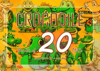 Crocodile In Pocket Funny Art 20 PNG Clipart Illustration Bundle