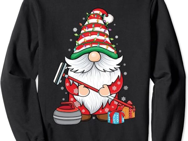 Curling gnome curling player curling broom christmas curling sweatshirt