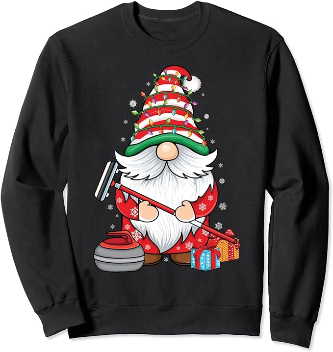 curling gnome Curling player curling Broom Christmas Curling Sweatshirt