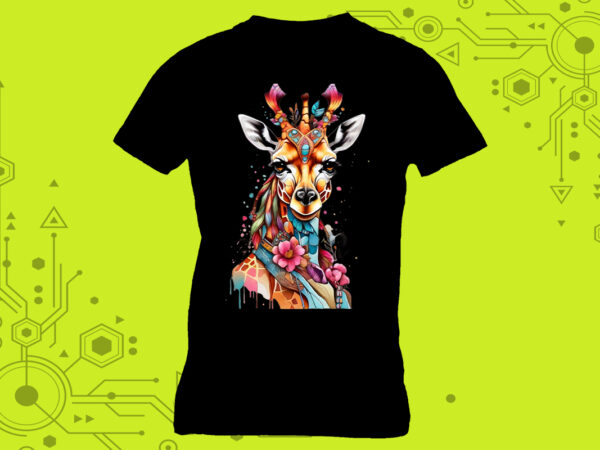 Giraffe clipart treasures, expertly crafted for print on demand websites. perfect for a myriad of creative projects, including art prints t shirt design template