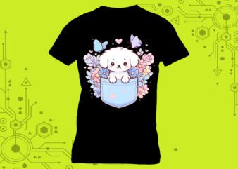 Trendy T-Shirt Alert Embrace Your Love for Pet Dog in pocket Character Illustration Clipart
