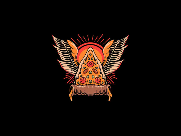 Flying pizza t shirt graphic design