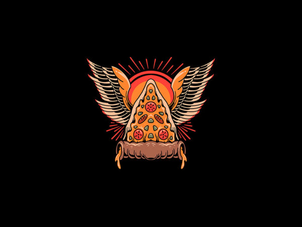 Flying pizza t shirt graphic design