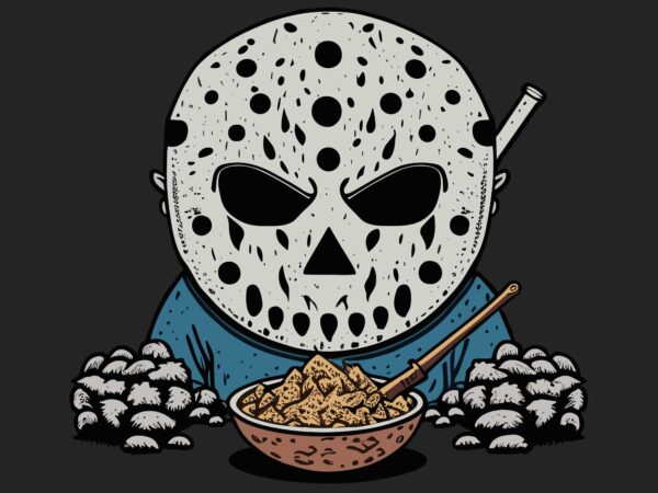 Scarry jason eating a snack t shirt template vector