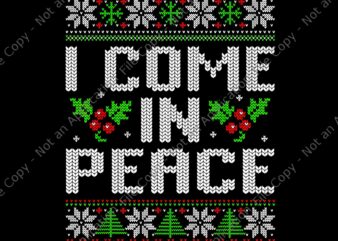 Peace I Come In Peace Couple Matching Ugly Christmas Sweater Png, Peace I Come Christmas Png t shirt illustration