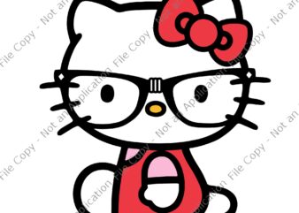 Hello kitty nerd glasses svg, nerdy cute kitty svg, hello kitty with glasses svg