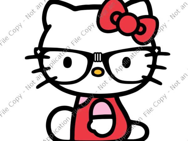 Hello kitty nerd glasses svg, nerdy cute kitty svg, hello kitty with glasses svg graphic t shirt
