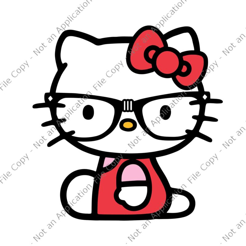 Hello Kitty Nerd Glasses Svg, Nerdy Cute Kitty Svg, Hello Kitty With Glasses Svg