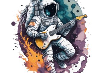 Guitar Astro Space t shirt design template