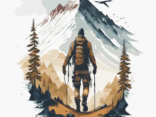 Mountain hiking t shirt designs for sale