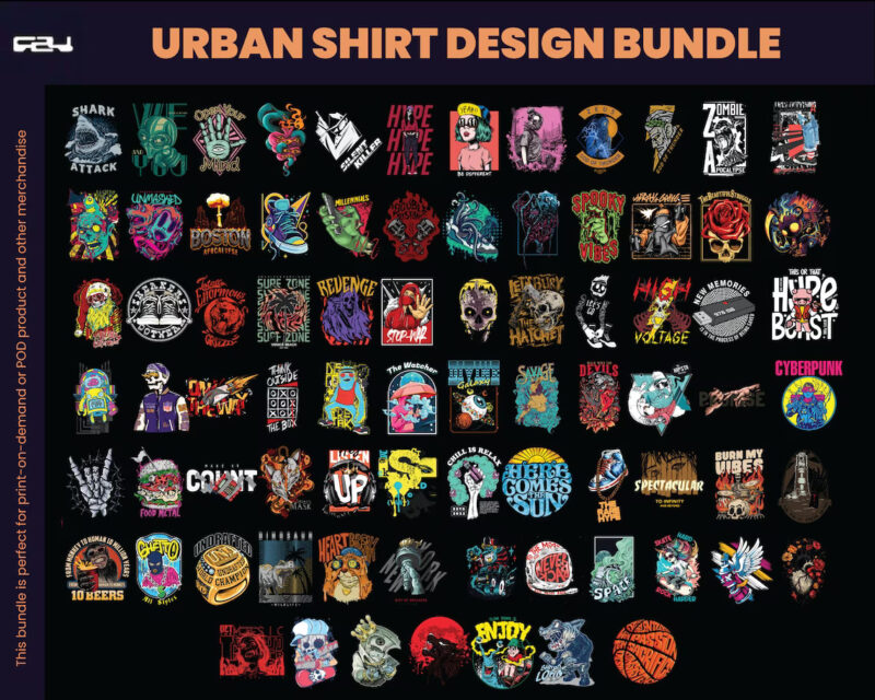 146 Urban Streetwear Designs, T-shirt Design bundle, Streetwear Designs, Aesthetic Design, Urban Shirt designs, Graphics shirt, DTF, DTG
