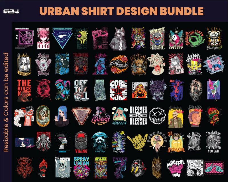 146 Urban Streetwear Designs, T-shirt Design bundle, Streetwear Designs, Aesthetic Design, Urban Shirt designs, Graphics shirt, DTF, DTG