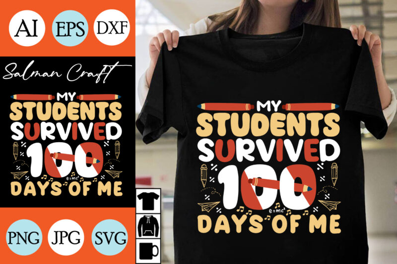 100 Days Of School All Subject Design Or Bundle , 100 Days Of School SVG Cut File Bundle, 100 Days Of Schoo T-shirt Design Bundle .