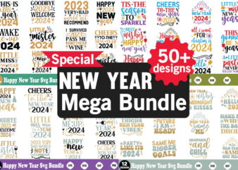 New Year Design Mega Bundle Happy New Year Svg Bundle, Heather Roberts Art, Cricut Cut Files, Instant Download, Sublimation Files, Silhouet