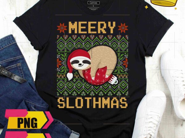 Merry slothmas sloth christmas ugly sweater pattern christmas png shirt digital t shirt designs for sale