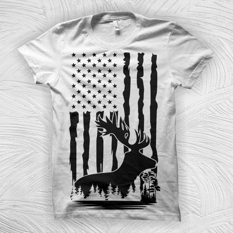 Distressed american flag with deer hunting design illustrator, hunting t shirt design, hunting svg, deer hunting t shirt design for download