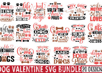 Dog Valentine Svg Bundle t shirt vector illustration