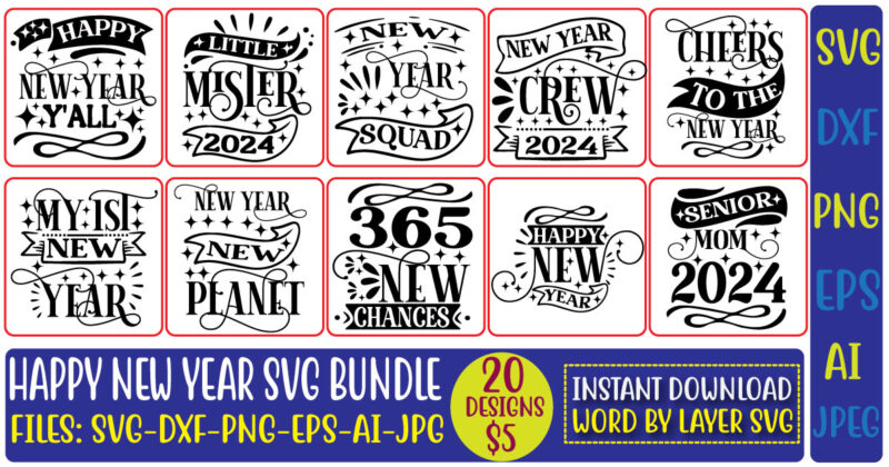 Happy New Year Svg Bundle