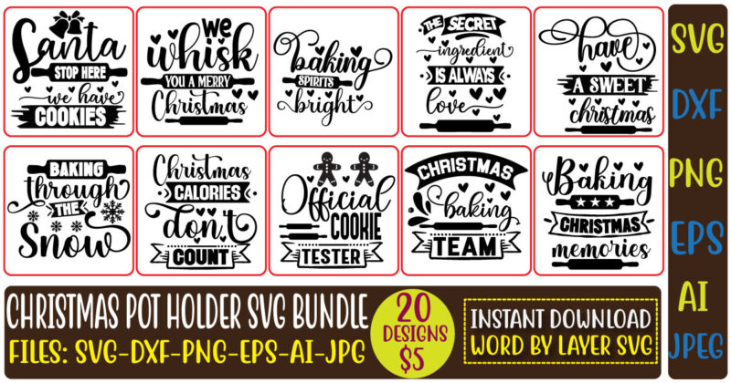 Christmas Pot Holder Svg Design Bundle