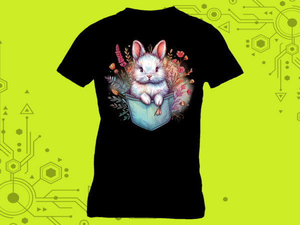 Rabbit clipart treasures, expertly crafted for print on demand websites t shirt design online