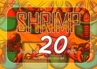Lobster shrimp In Pocket Illustration Clipart 20 PNG Bundle