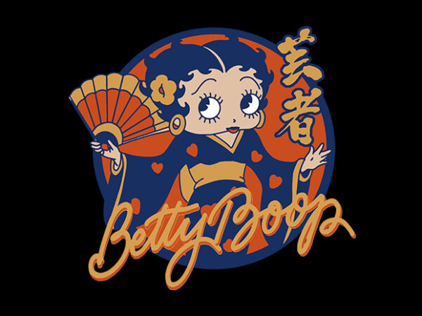 Geisha boop t shirt design template