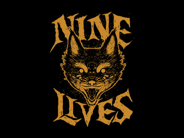 Nine lives T shirt vector artwork