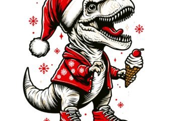 Trex Eating Ice Cream On Christmas t shirt designs for sale