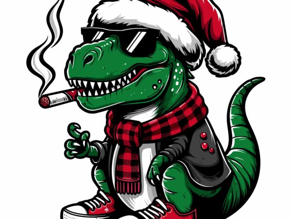 Trex christmas smoking t shirt designs for sale