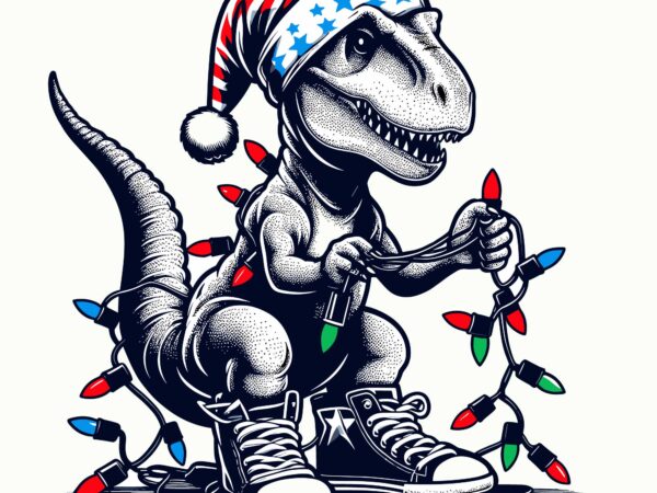 Trex santa on christmas holiday t shirt designs for sale