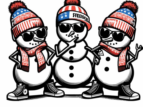 Triple snowman on christmas holiday t shirt designs for sale
