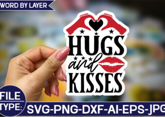 Hugs and Kisses Sticker SVG Design