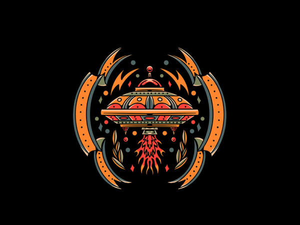 Vintage ufo t shirt vector art