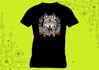 Pocket-Sized Wolf Magic curated specifically for Print on Demand websites t shirt illustration