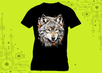 Wolf Clipart Treasures expertly crafted for Print on Demand websites t shirt design for sale