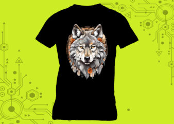 Adorable Pocket Wolf Clipart meticulously crafted for Print on Demand websites t shirt vector
