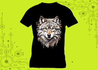 Pocket-Sized Wolf Elegance in Clipart meticulously crafted for Print on Demand websites t shirt illustration