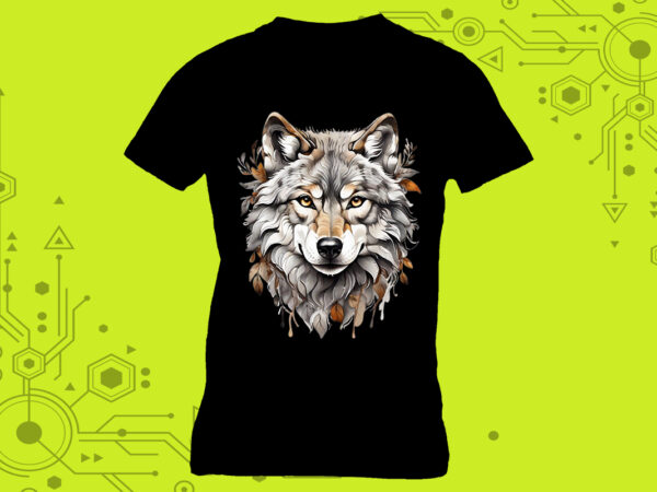 Pocket-sized wolf elegance in clipart meticulously crafted for print on demand websites t shirt illustration