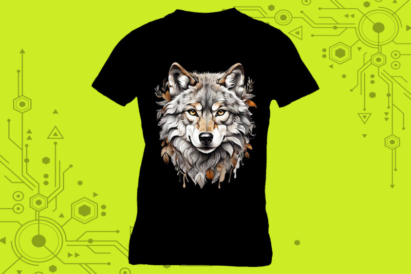 Pocket-Sized Wolf Elegance in Clipart meticulously crafted for Print on Demand websites