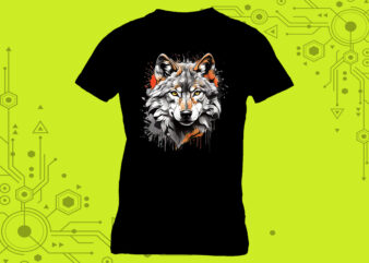 Miniature Wolf Illustrations curated specifically for Print on Demand websites t shirt designs for sale
