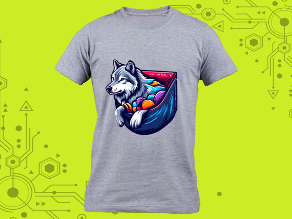 Sweet wolf clipart masterpieces meticulously crafted for print on demand websites t shirt template vector